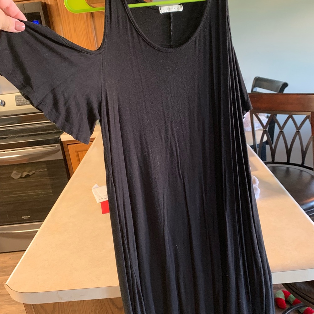 Black open shoulder dress